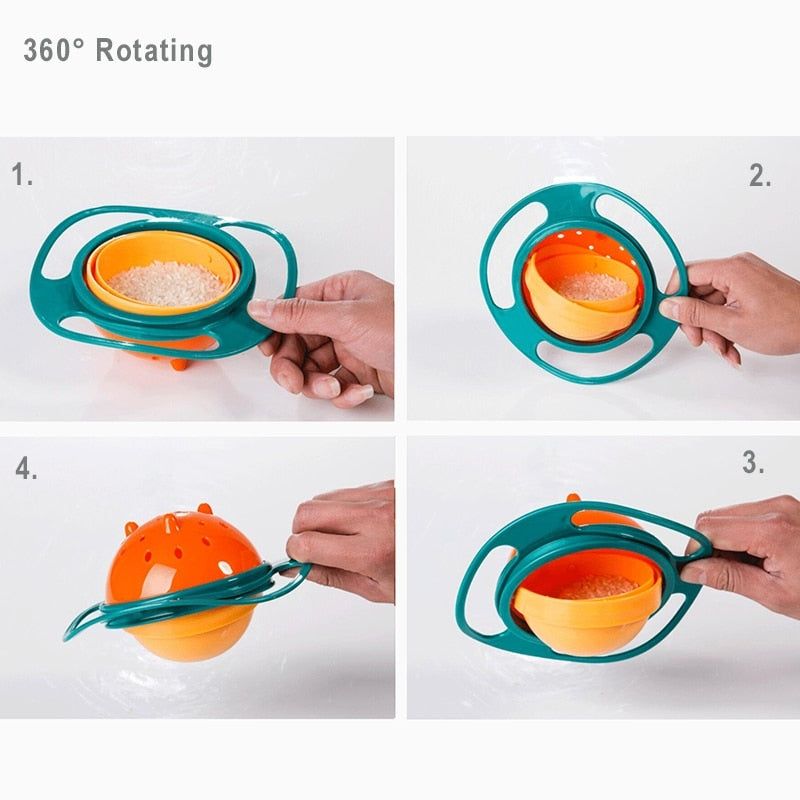 Universal Gyro Bowl 360 Degree Rotation Spill Resistant