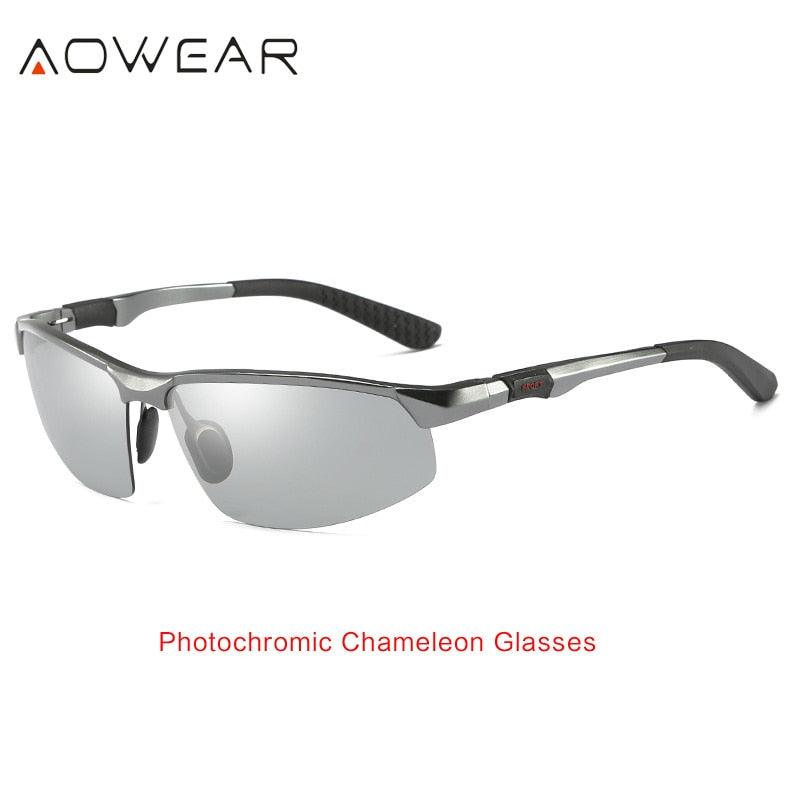 Photochromic Sunglass Polarized Day Night Driving Glasses Aluminum Rimless - laorstore