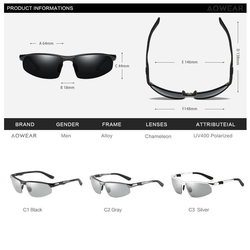 Photochromic Sunglass Polarized Day Night Driving Glasses Aluminum Rimless - laorstore