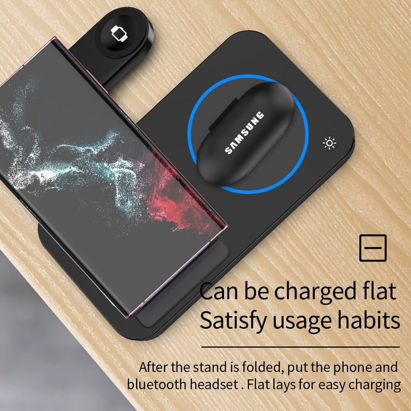 3 in 1 Wireless Charger Stand For Samsung Devices Smart Phones Smart Watches and Ear Buds - laorstore