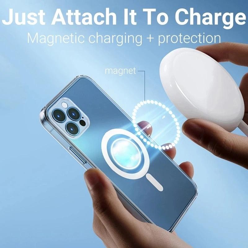 Transparent Hard Acrylic Cover Magnetic Wireless Charging for iPhones - laorstore