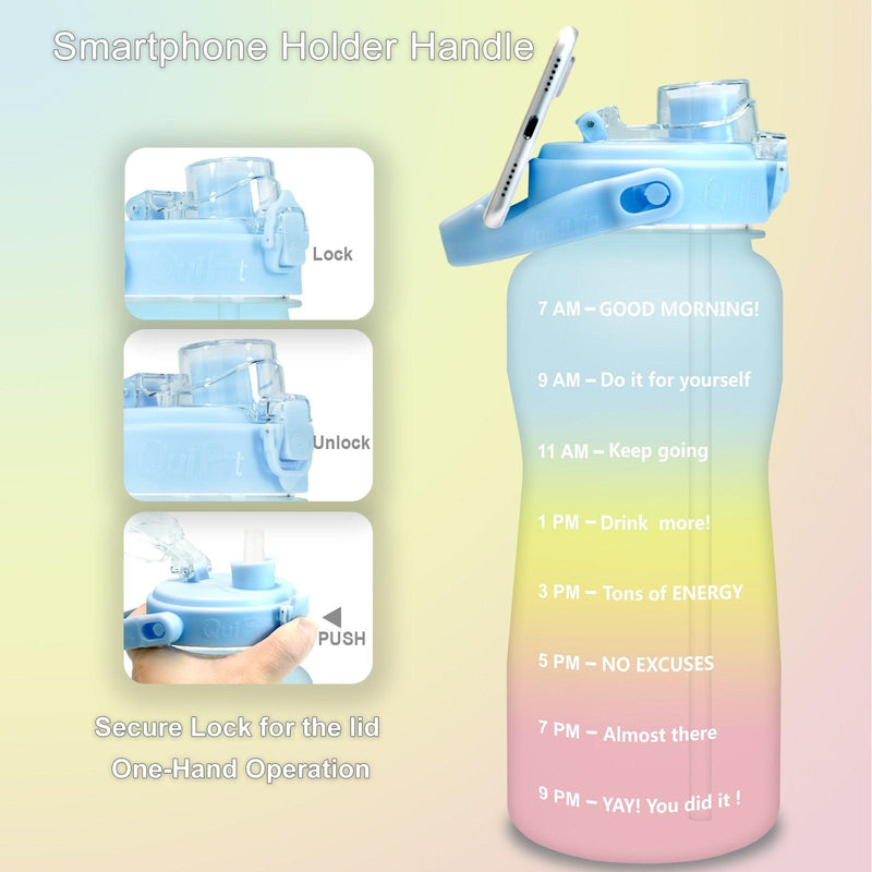 Stylish Water Bottle with Straw and Motivational Quote Time Marker BPA Free - laorstore
