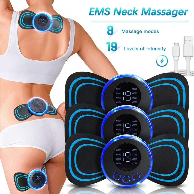 LCD Display EMS Neck Massage Electric Massager Cervical Neck Back - laorstore