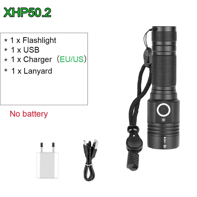 Tactical Led Flashlight 18650 XHP50 USB Rechargeable - laorstore
